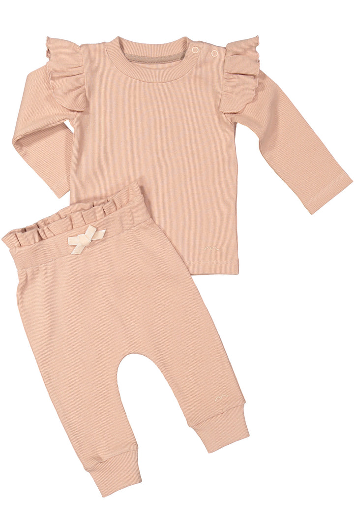 Kiz Bebek Gots Sertifikali %100 Organik Pamuk Firfirli Sweatshirt ve Pantolon Takim