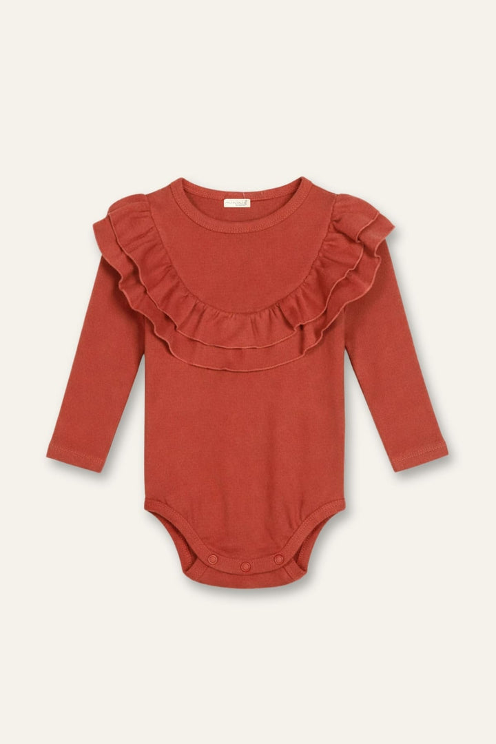 Kiz Bebek Gots Sertifikali %100 Organik Pamuk Volanli Body