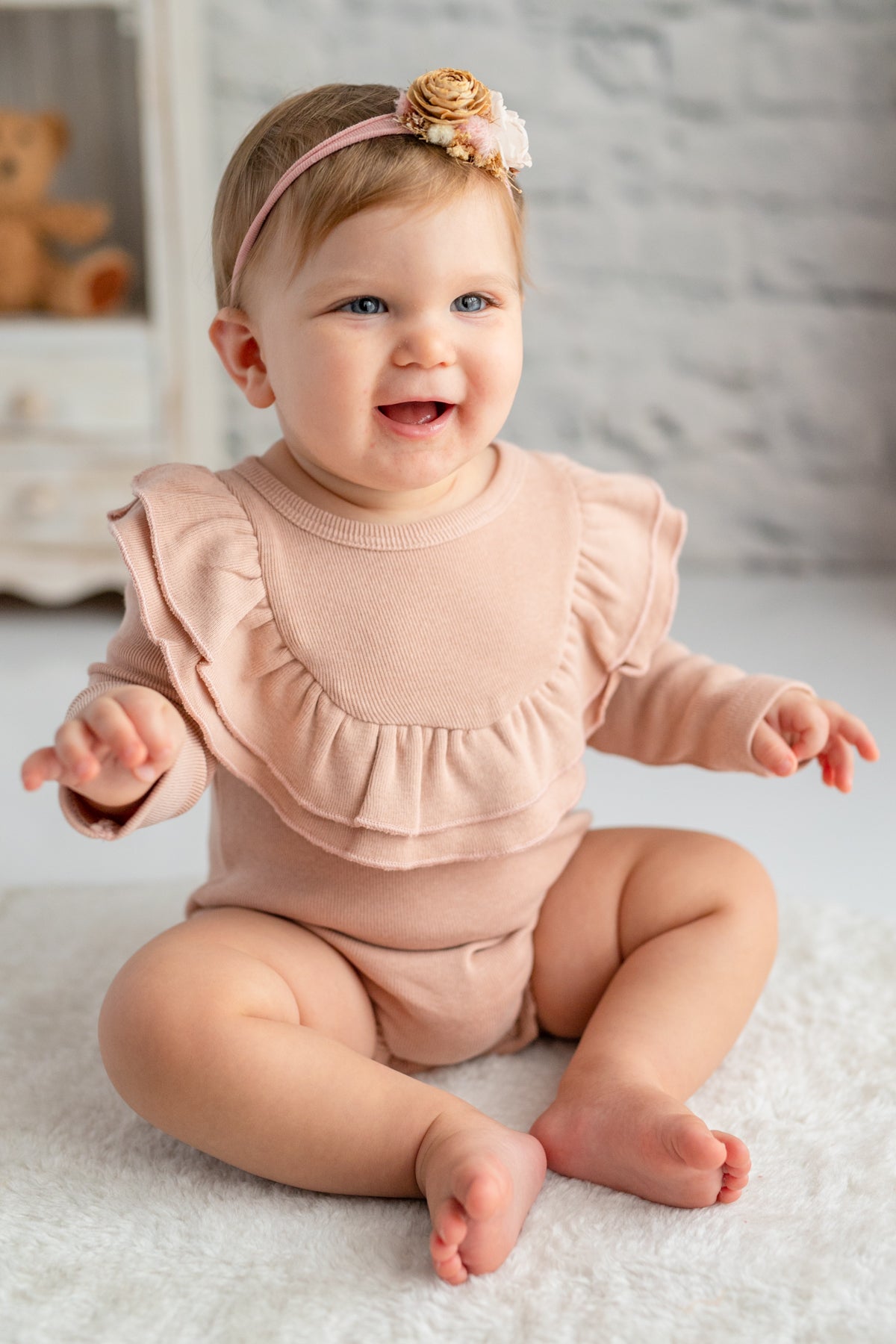 Kiz Bebek Gots Sertifikali %100 Organik Pamuk Volanli Body