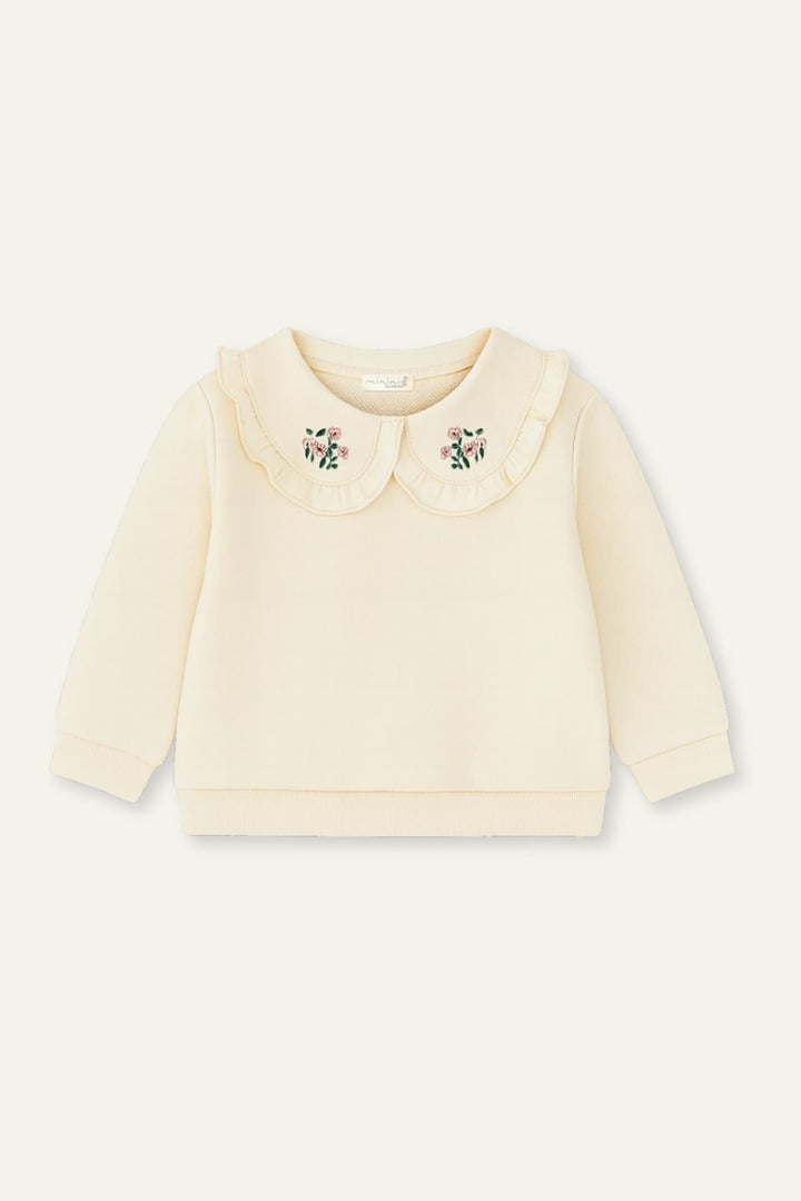 Kız Bebek Yakası Nakışlı Sweatshirt