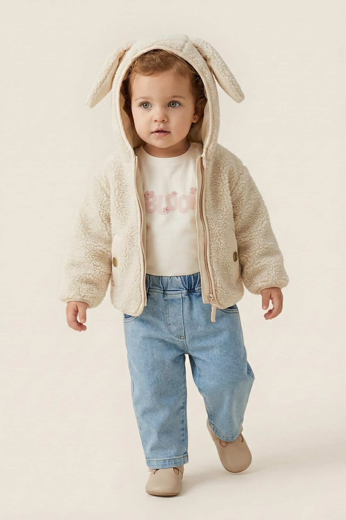 Kız Bebek Peluş Montlu 3 lü Takım
