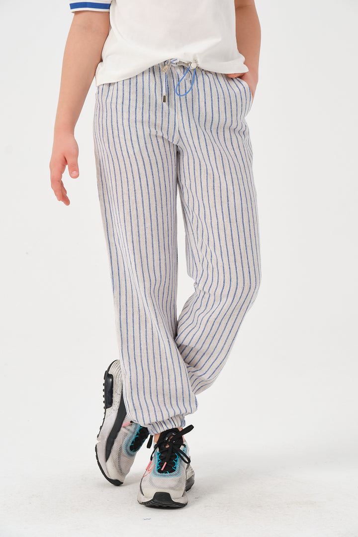 Genç Kiz Çocuk Çizgili Jogger Pantolon