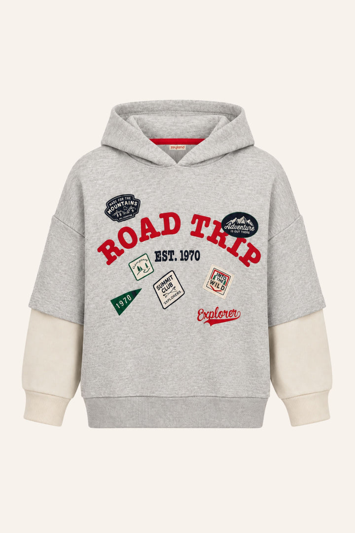 Erkek Çocuk İki Renkli Kapşonlu Sweatshirt