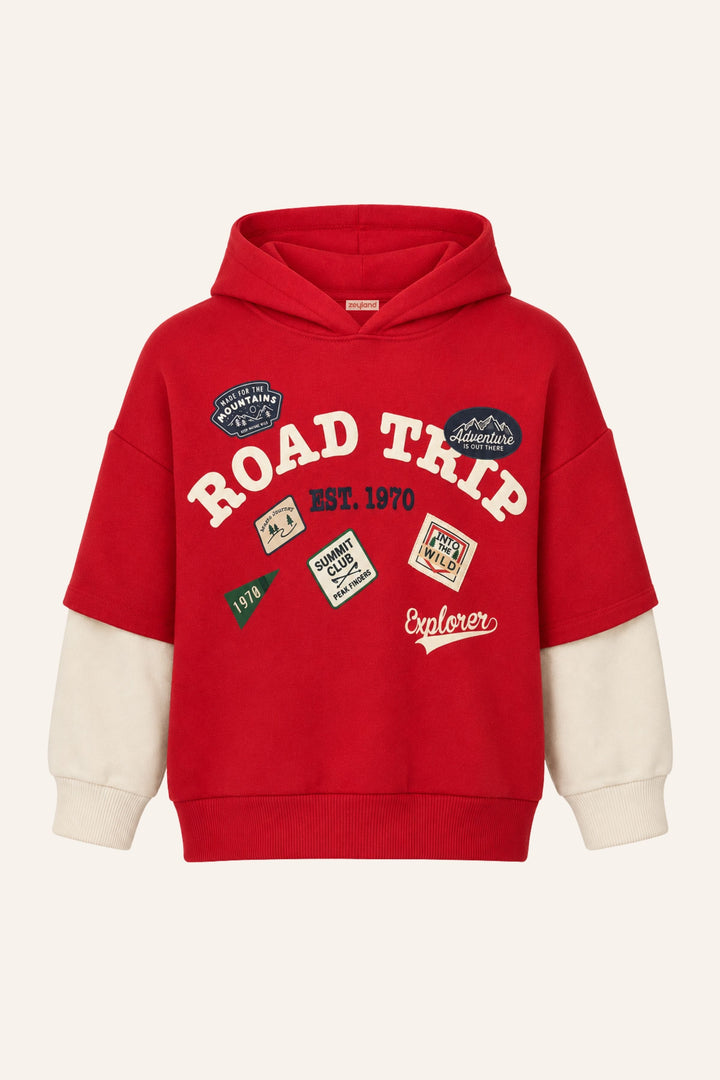 Erkek Çocuk İki Renkli Kapşonlu Sweatshirt