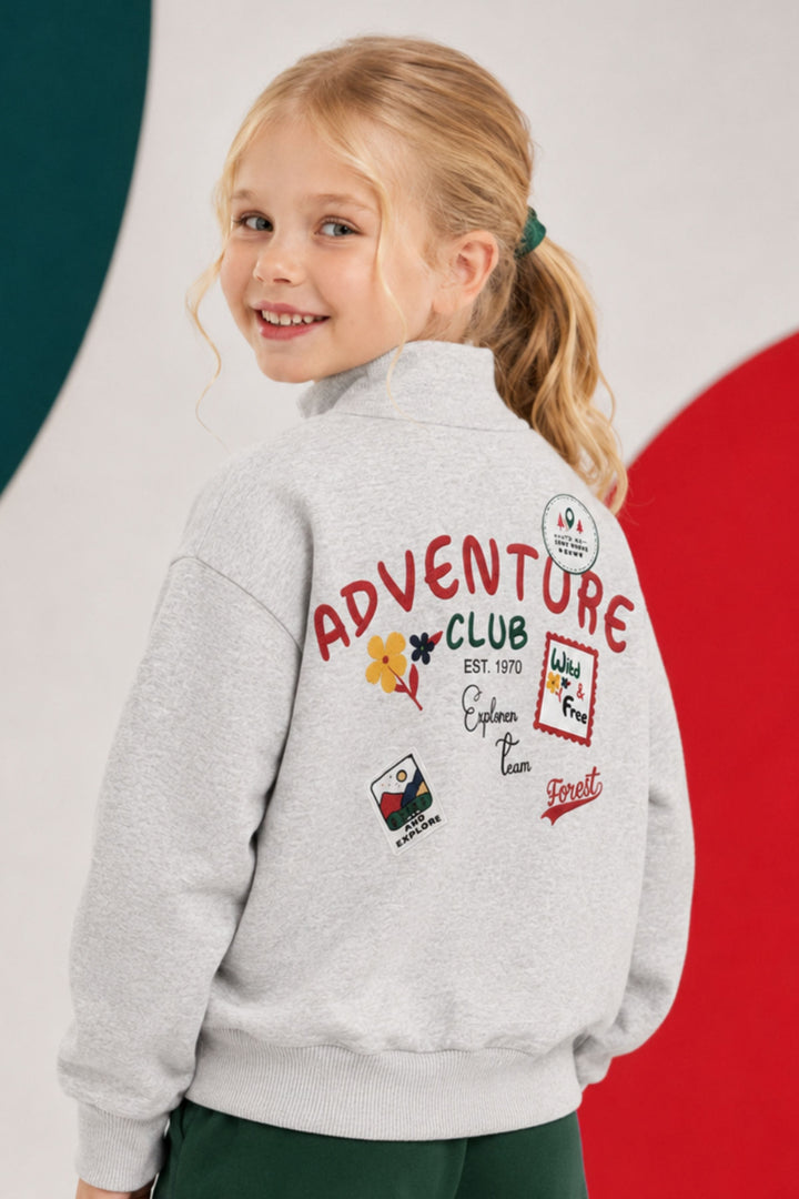 Kız Çocuk Yarım Fermuarlı Sweatshirt