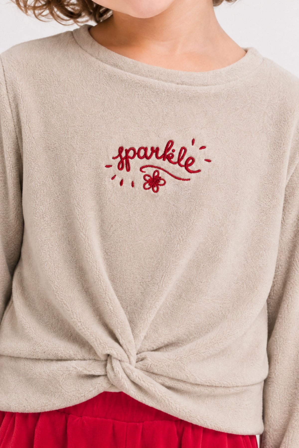 Önden Bağlamalı Kız Çocuk Sweatshirt ve Alt Pantolon
