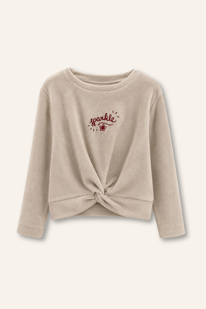 Önden Bağlamalı Kız Çocuk Sweatshirt ve Alt Pantolon