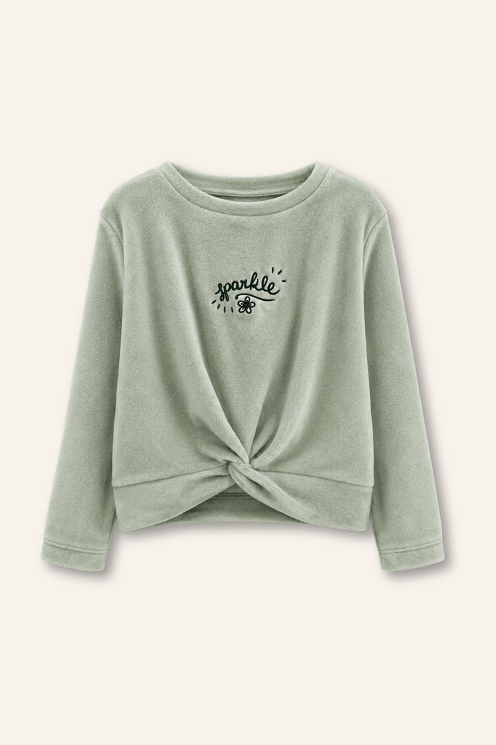Önden Bağlamalı Kız Çocuk Sweatshirt ve Alt Pantolon