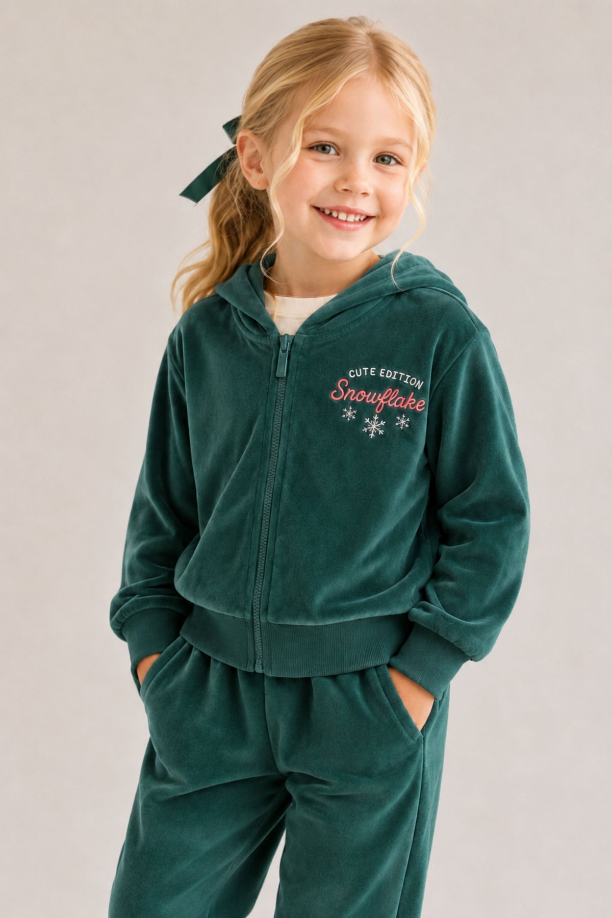 Kız Çocuk Kapşonlu Sweatshirt ve Pantolon