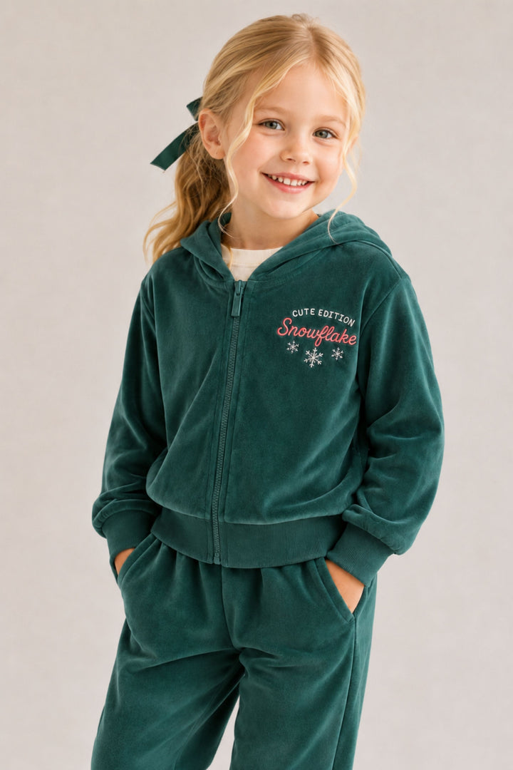Kız Çocuk Kapşonlu Sweatshirt ve Pantolon