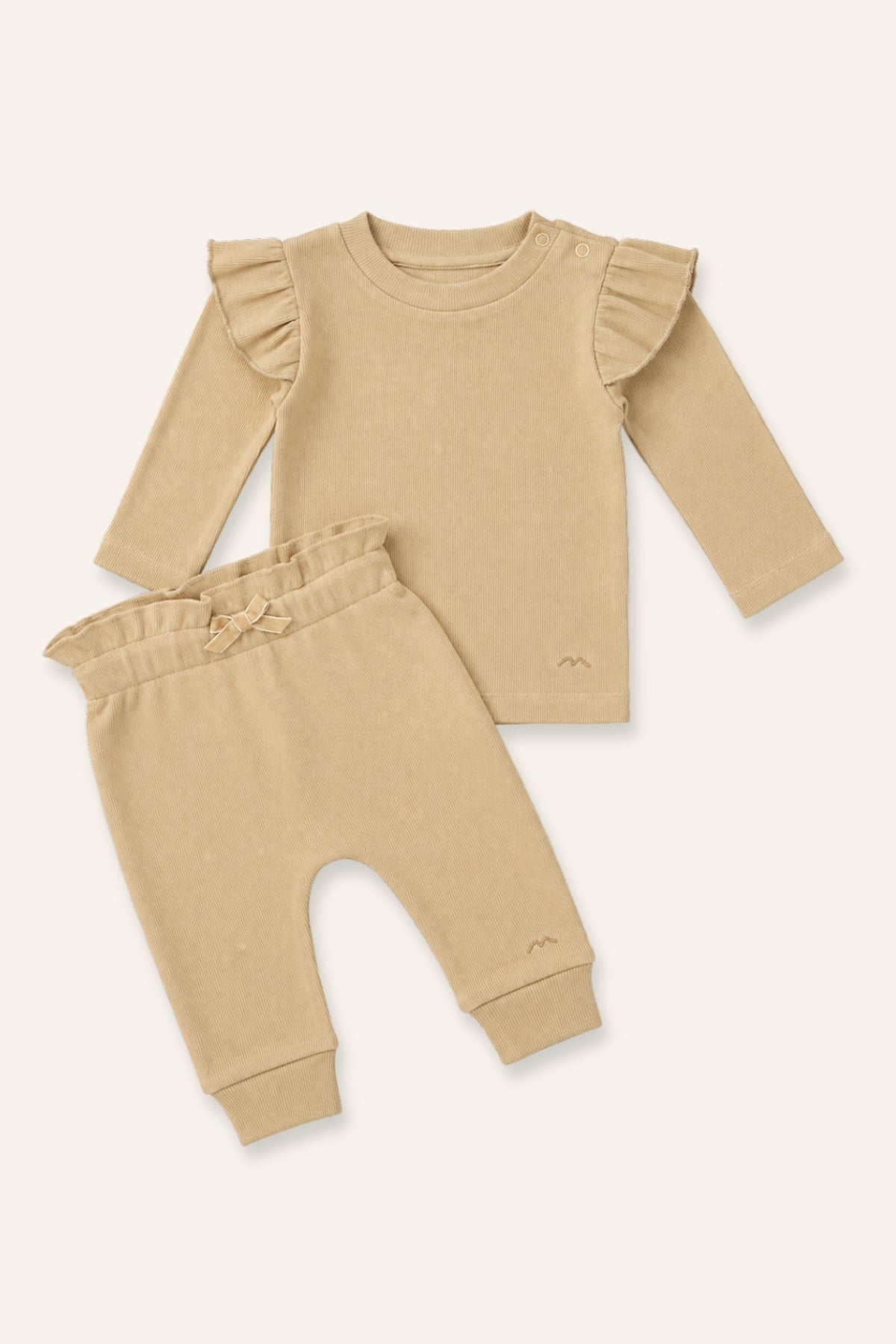 Kız Bebek Gots Sertifikalı %100 Organik Pamuk Fırfırlı Sweatshirt ve Pantolon Takım