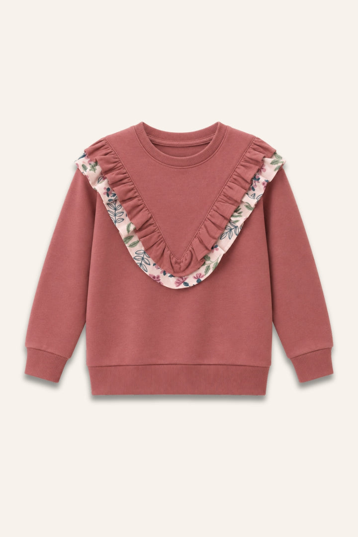 Kız Çocuk Fırfır Detaylı Sweatshirt