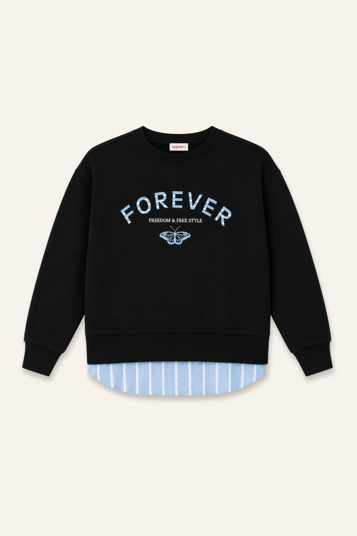 Kız Çocuk Gömlek Detaylı Baskılı Sweatshirt