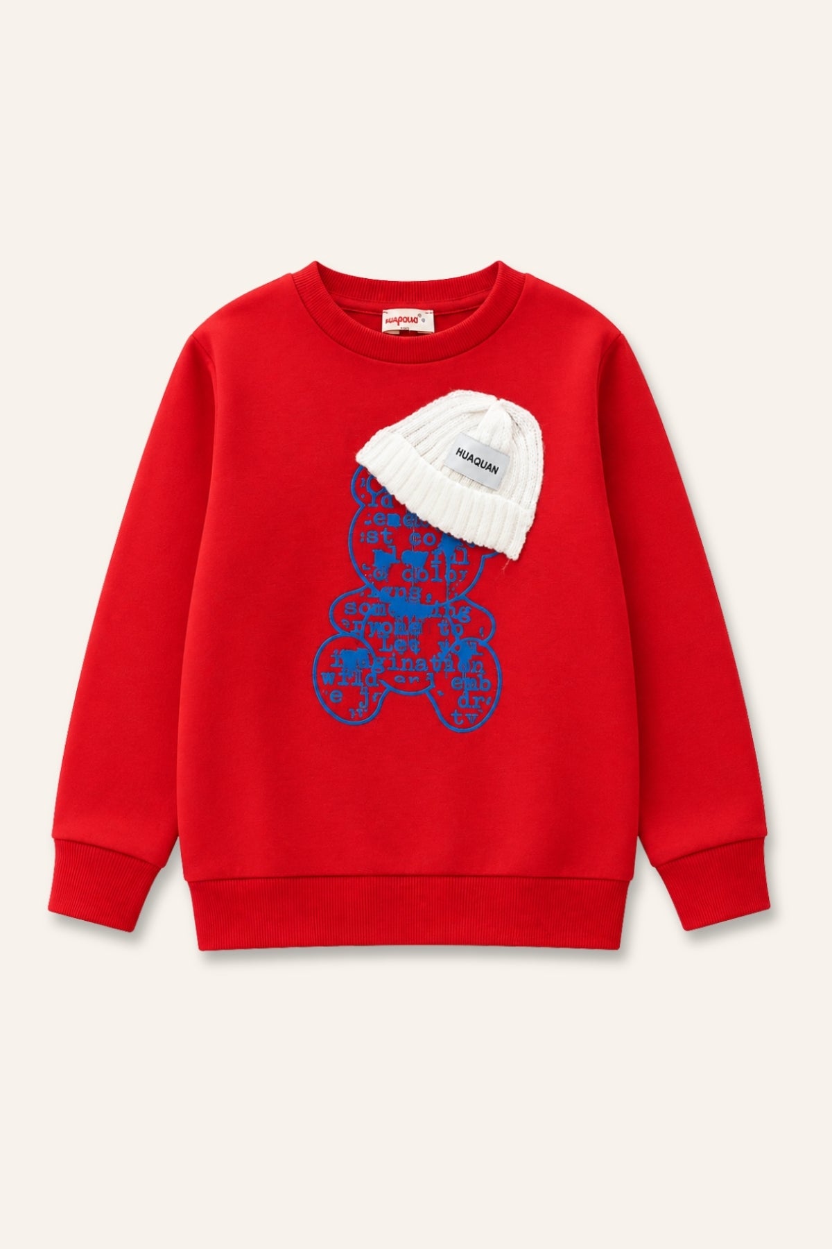 Kız Çocuk Ayı Baskı Şapka Aksesuarlı Sweatshirt