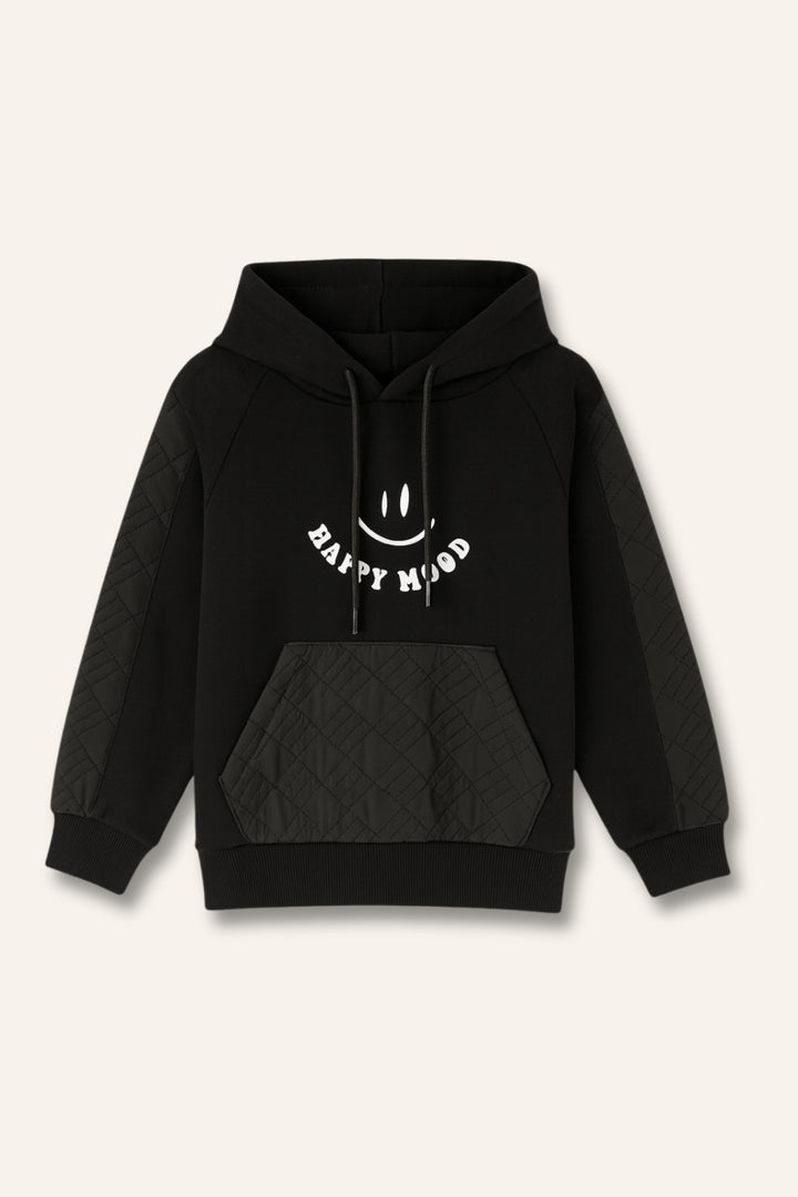 Kız Çocuk Reglan Kollu Baskı Detaylı Kapitoneli Sweatshirt