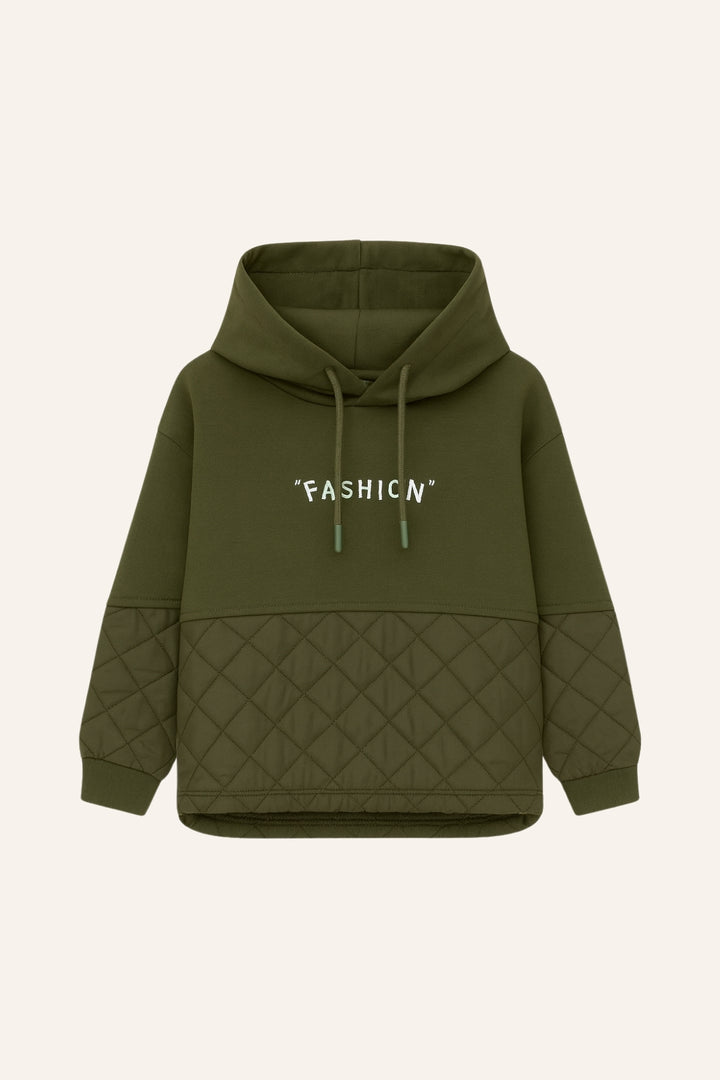 Kız Çocuk Nakış Detaylı Kapitoneli Sweatshirt
