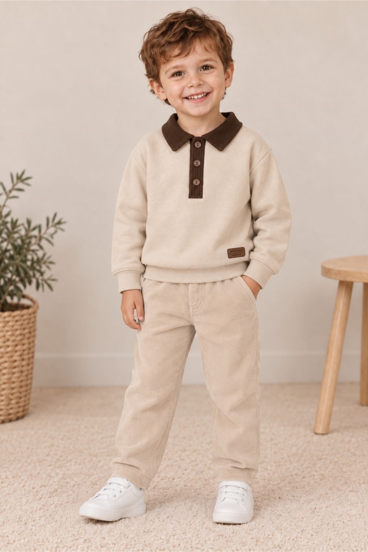 Erkek Çocuk Kadife Yaka Sweatshirt