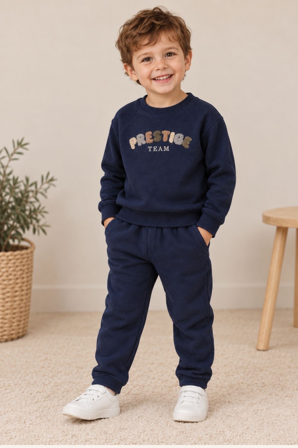 Erkek Çocuk Nakışlı Sweat Pantolon Takım