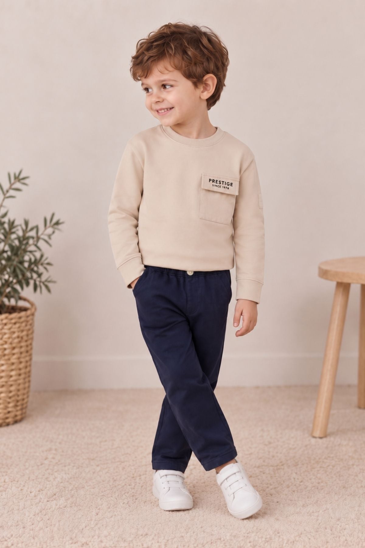 Erkek Çocuk Cepli Tişört Gabardin Pantolon Takım
