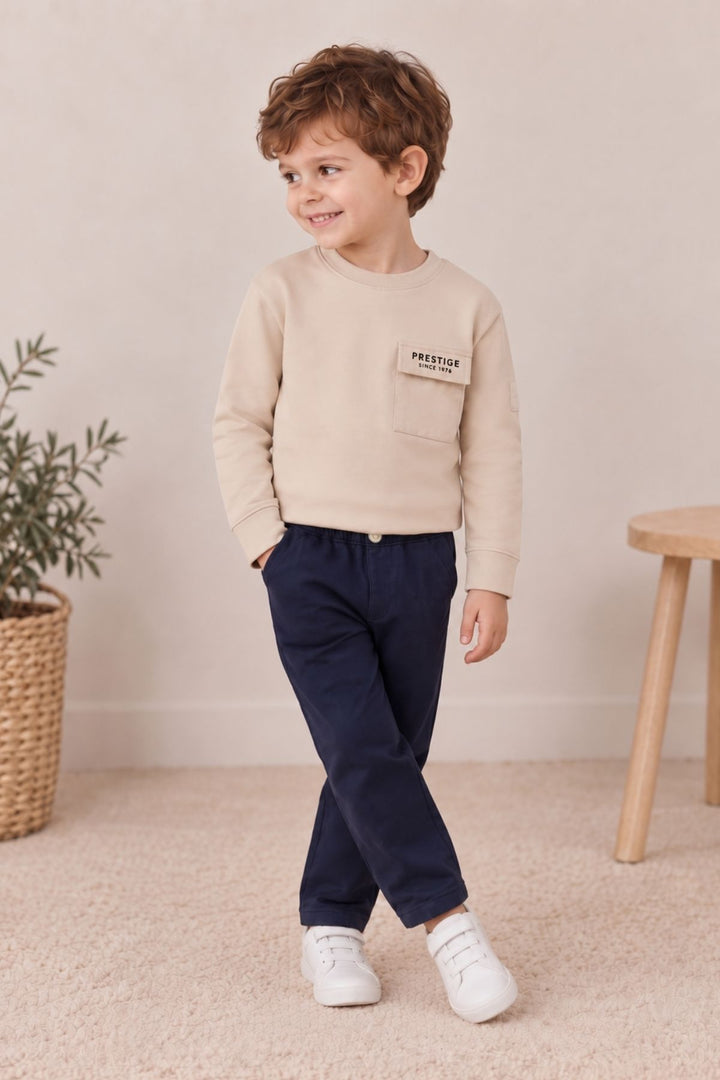 Erkek Çocuk Cepli Tişört Gabardin Pantolon Takım