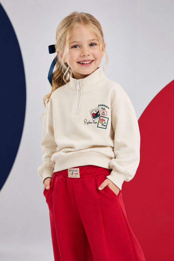 Kız Çocuk Yarım Fermuarlı Sweatshirt
