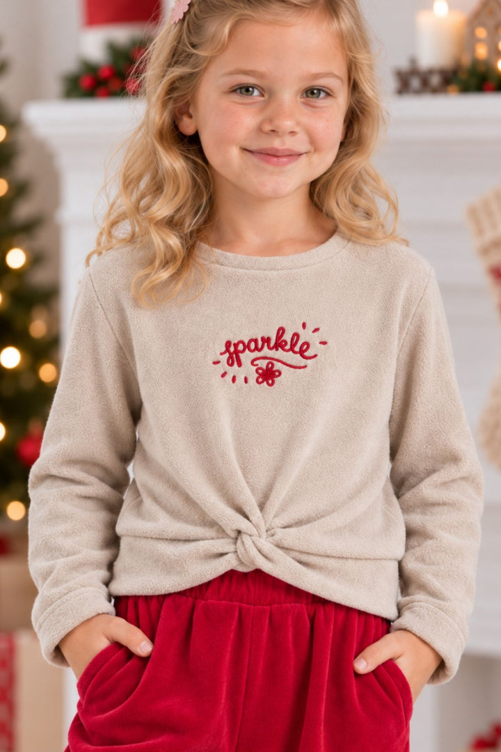 Önden Bağlamalı Kız Çocuk Sweatshirt ve Alt Pantolon
