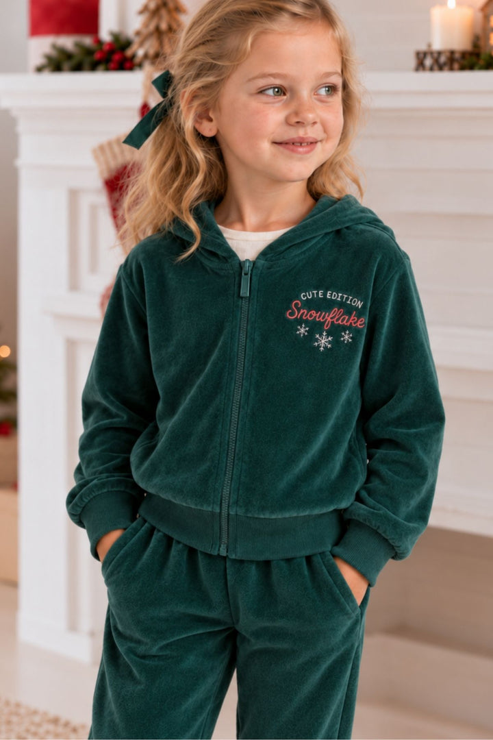 Kız Çocuk Kapşonlu Sweatshirt ve Pantolon
