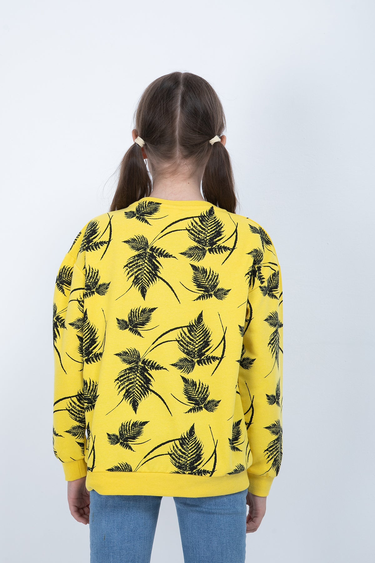 KIZ COCUK CICEK BASKILI SWEATSHIRT