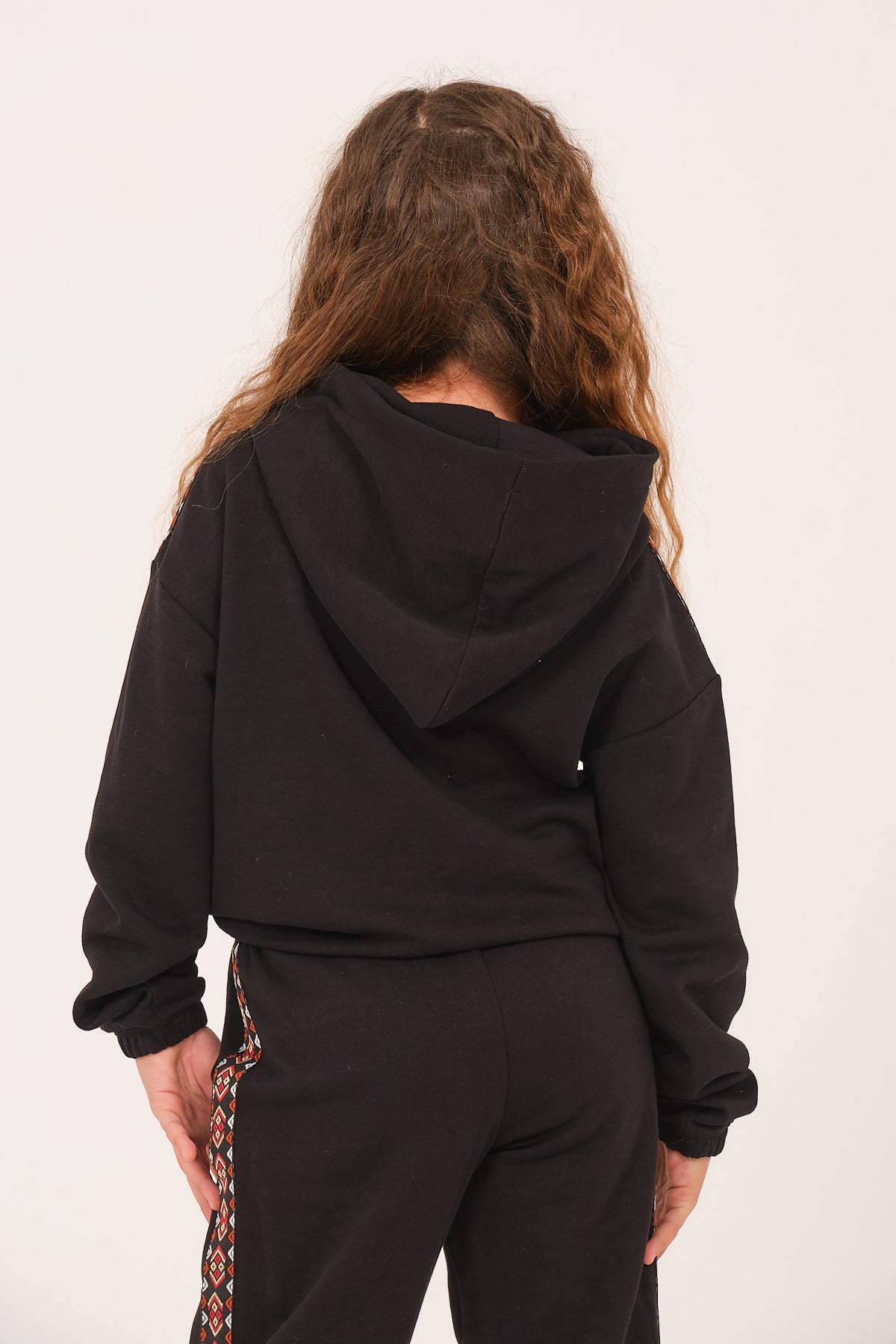 Genç Kız Çocuk Kalp Baskılı Kapüşonlu Sweatshirt