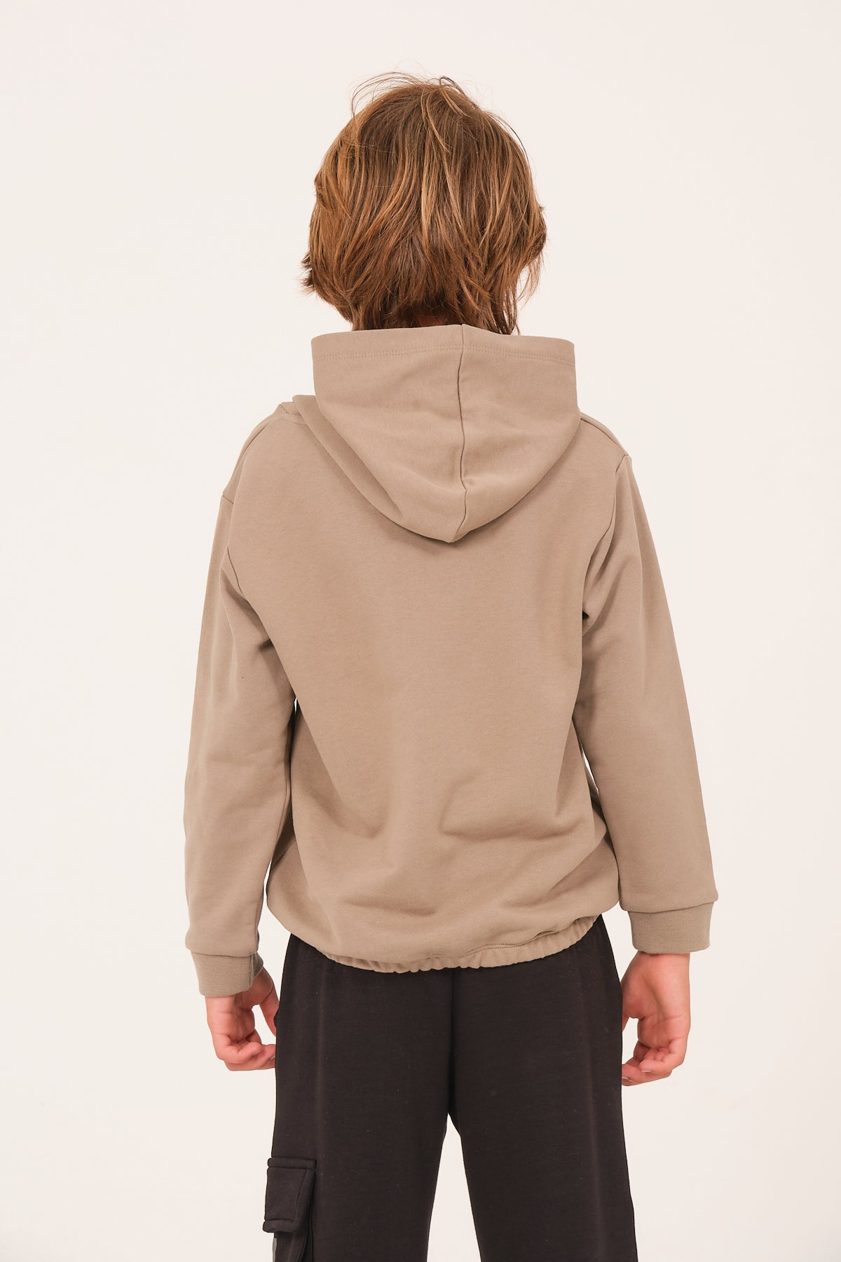 Kiz Erkek Çocuk Yazi Baski Detayli Kapüsonlu Sweatshirt