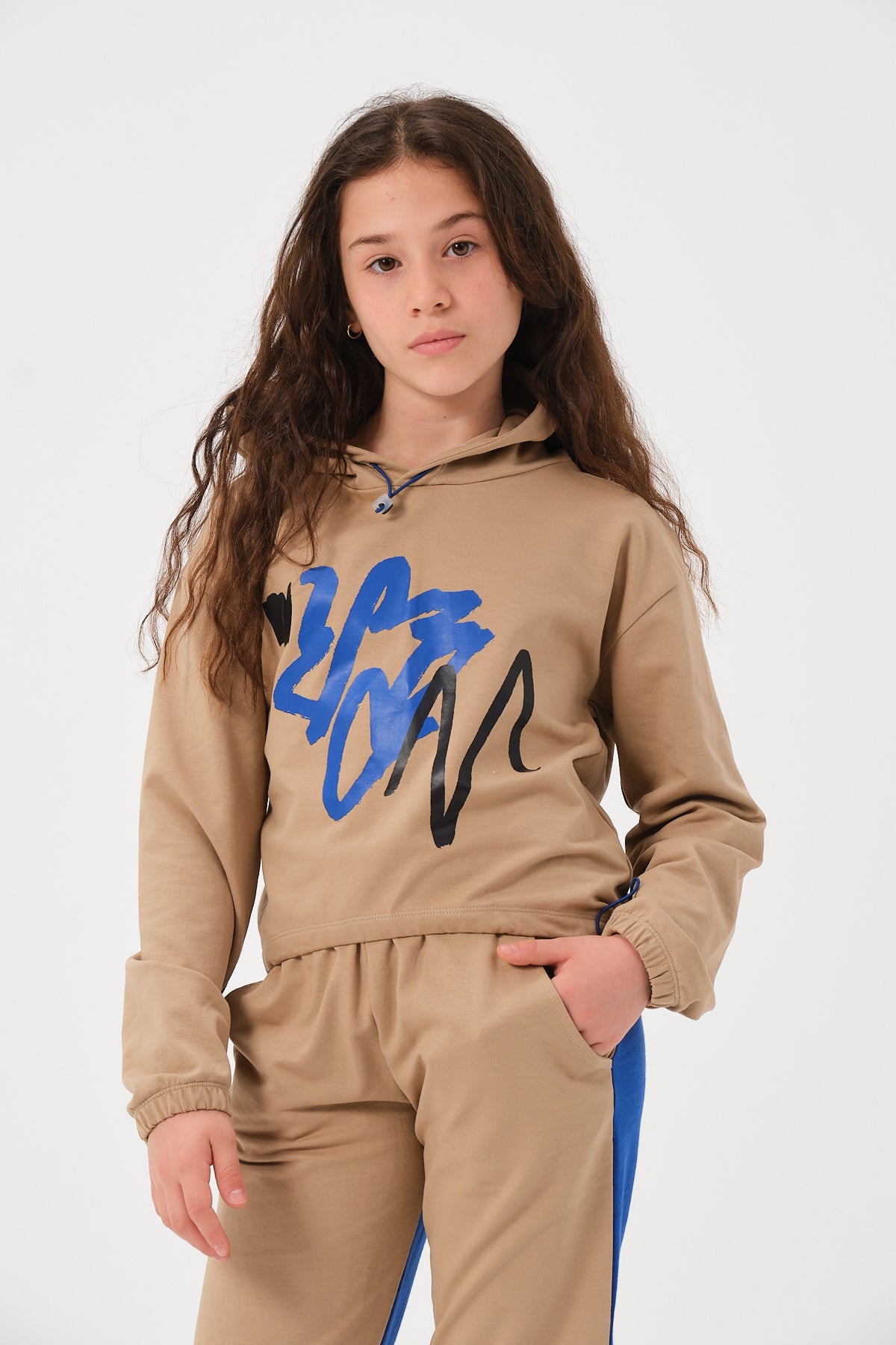 Kiz Erkek Çocuk Baskili Kapüsonlu Sweatshirt