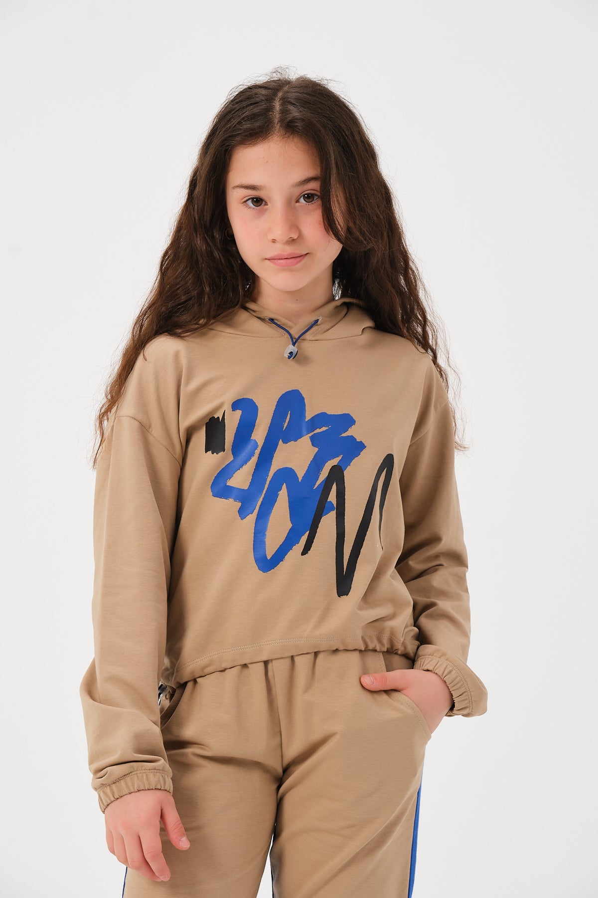 Kiz Erkek Çocuk Baskili Kapüsonlu Sweatshirt