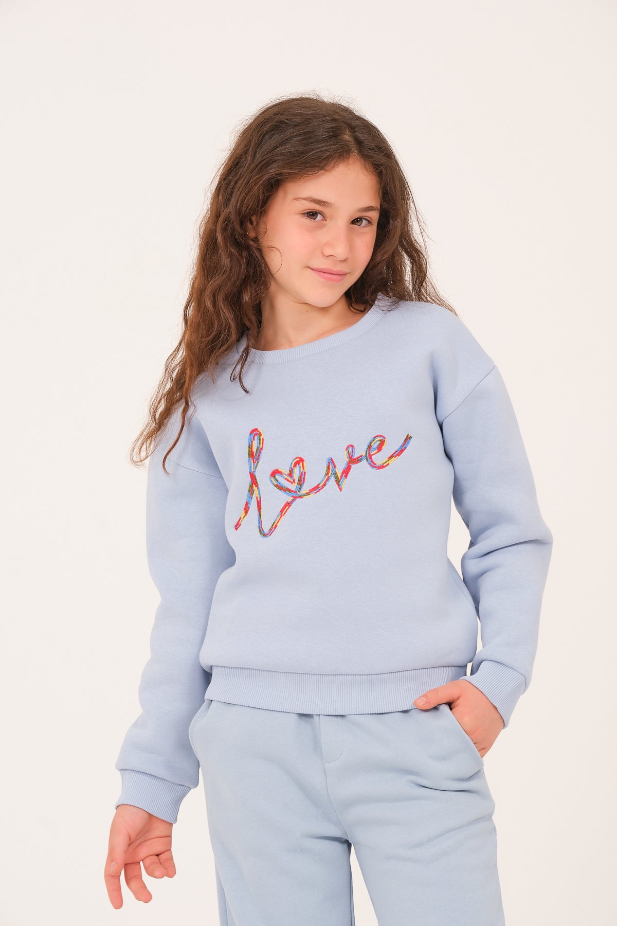 Genç Kız Çocuk Nakış Detaylı Sweatshirt
