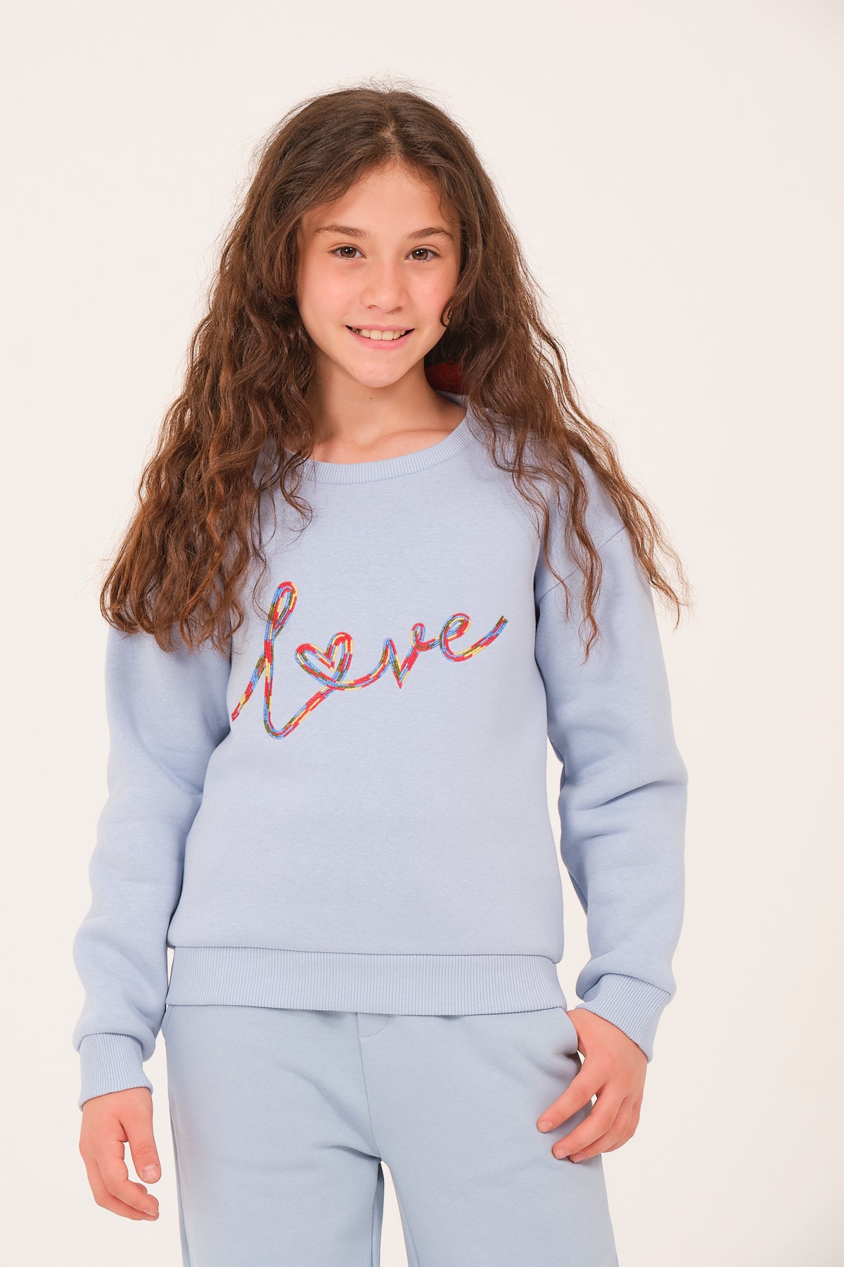 Genç Kız Çocuk Nakış Detaylı Sweatshirt