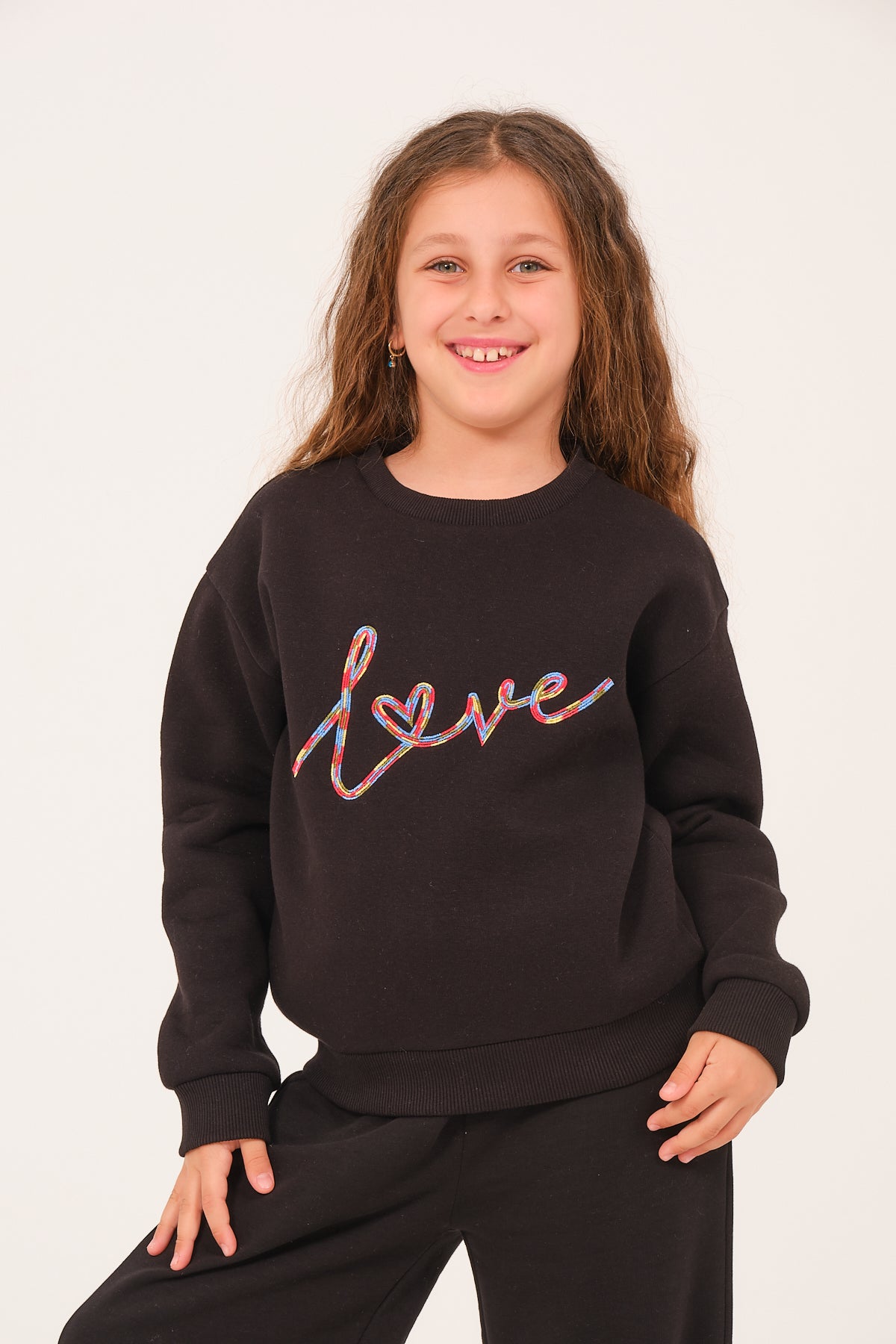 Genç Kız Çocuk Nakış Detaylı Sweatshirt