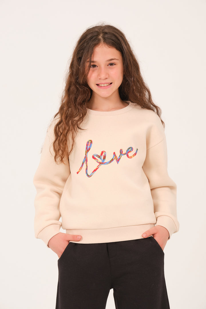 Genç Kız Çocuk Nakış Detaylı Sweatshirt