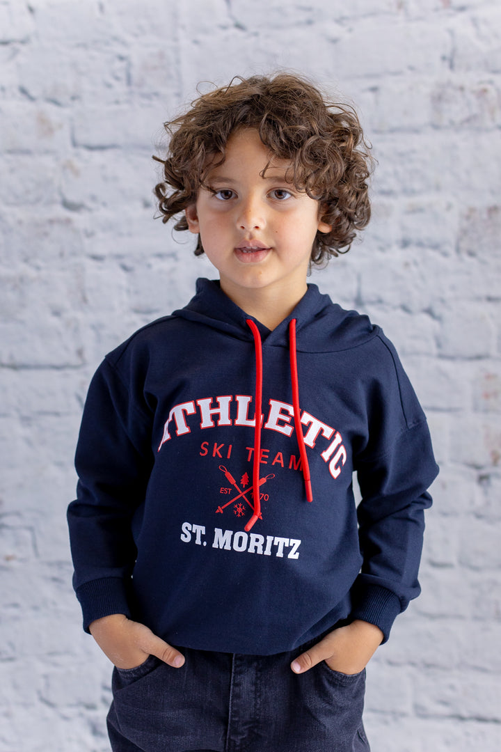 Erkek Çocuk Kapüşonlu Baskılı Sweatshirt