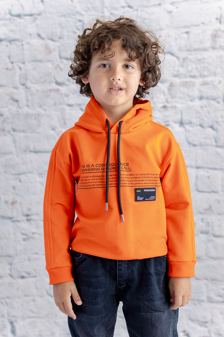 Erkek Çocuk Kapüşonlu Baskılı Sweatshirt