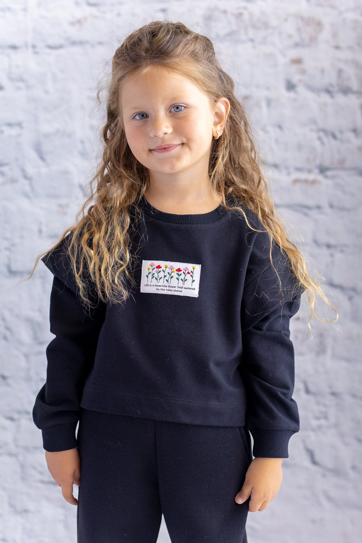 Kız Çocuk Kol Detaylı Sweatshirt