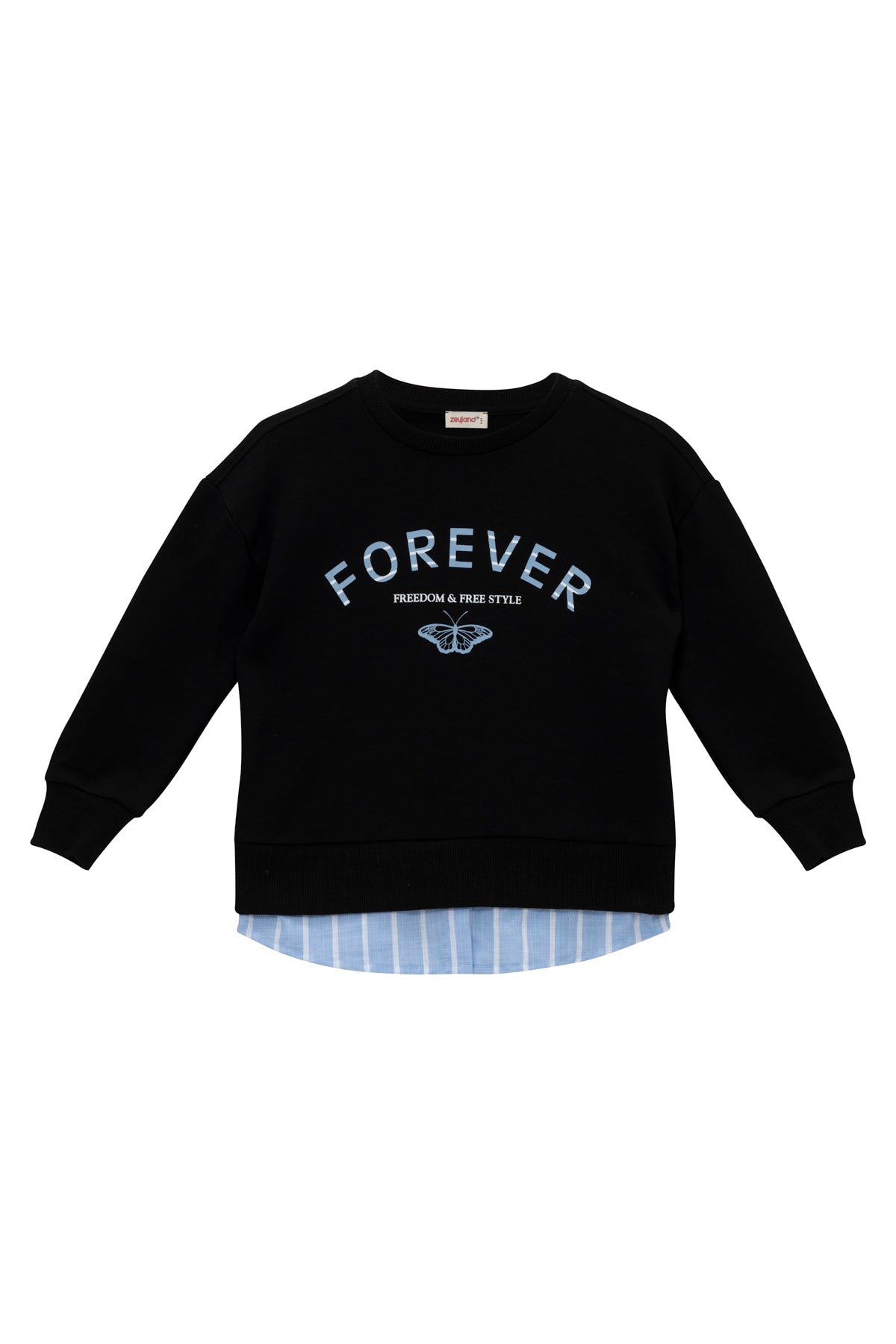 Kız Çocuk Gömlek Detaylı Baskılı Sweatshirt