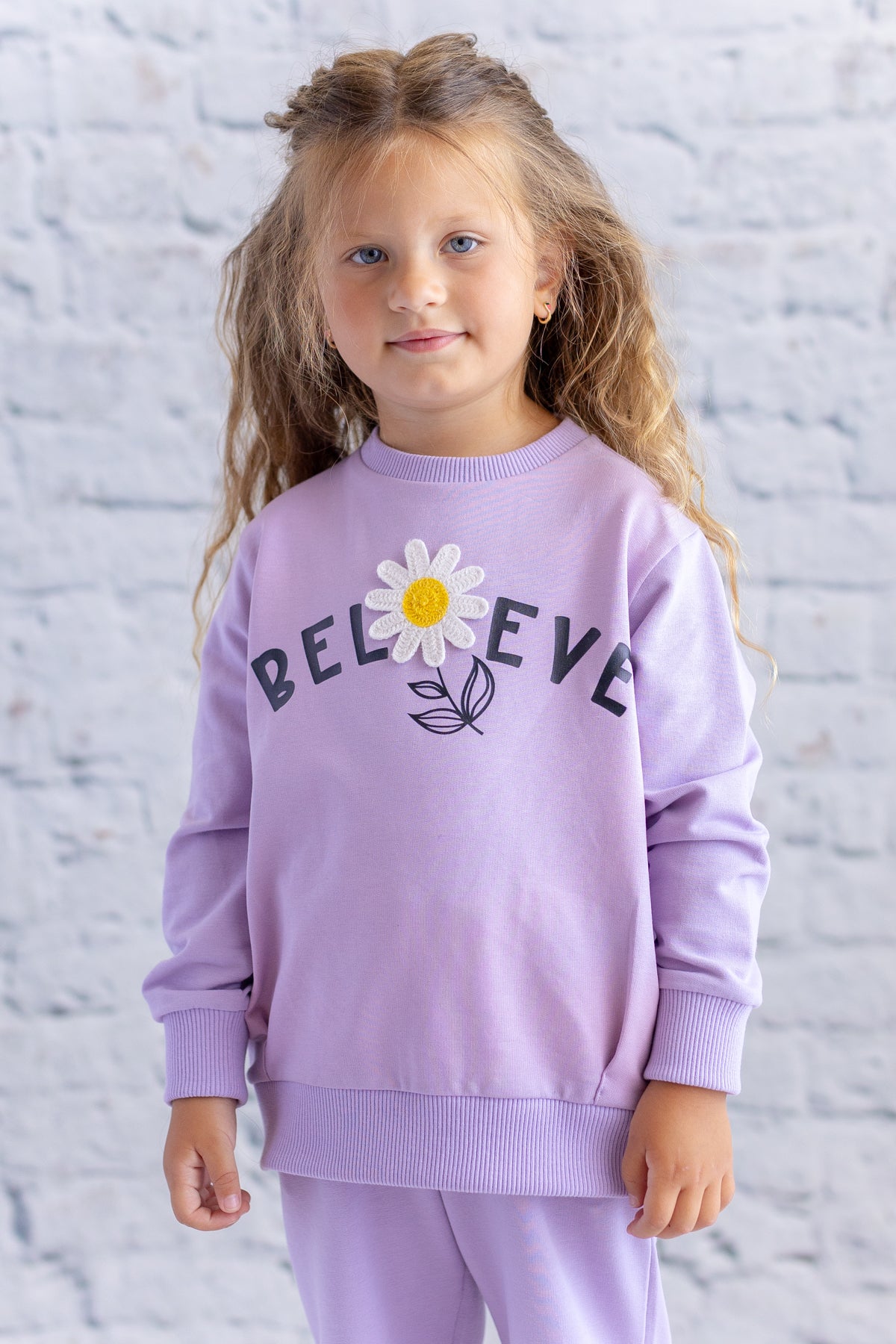 Kız Çocuk Çiçek Aksesuarlı Sweatshirt