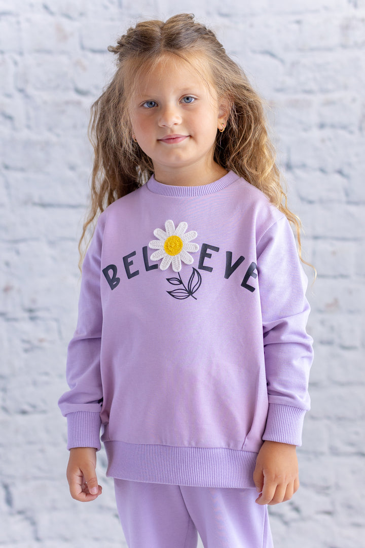 Kız Çocuk Çiçek Aksesuarlı Sweatshirt