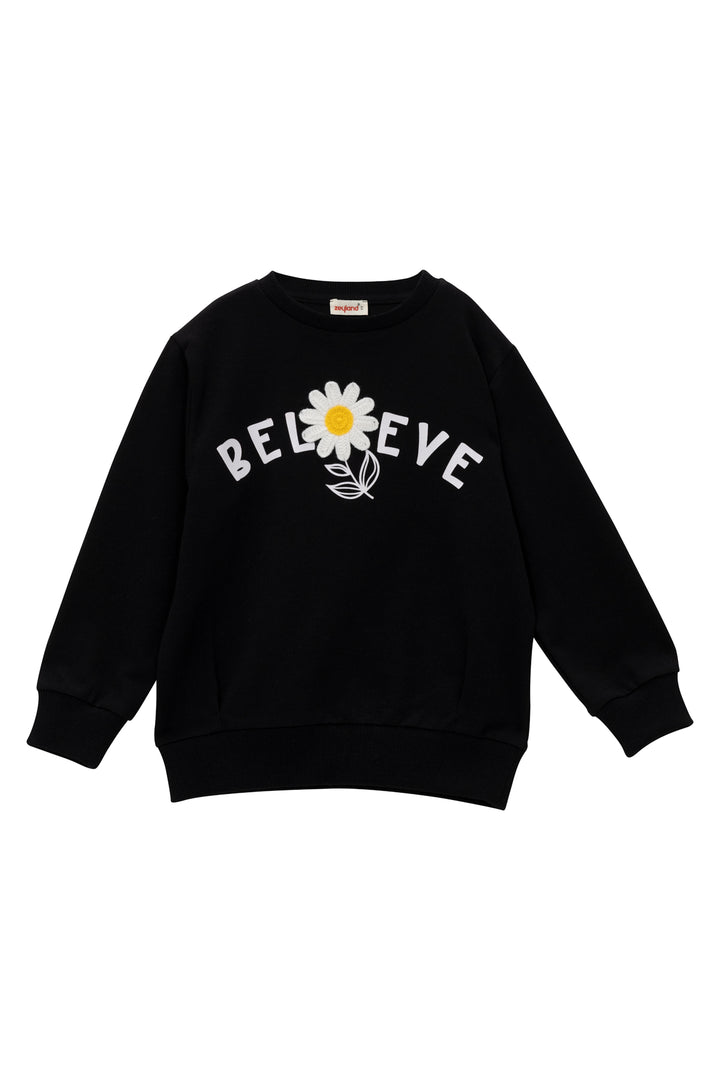 Kız Çocuk Çicek Aksesuarlı Sweatshirt