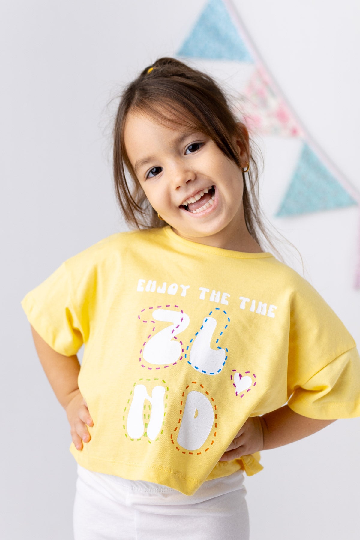 Kiz Çocuk Basic Crop Tshirt