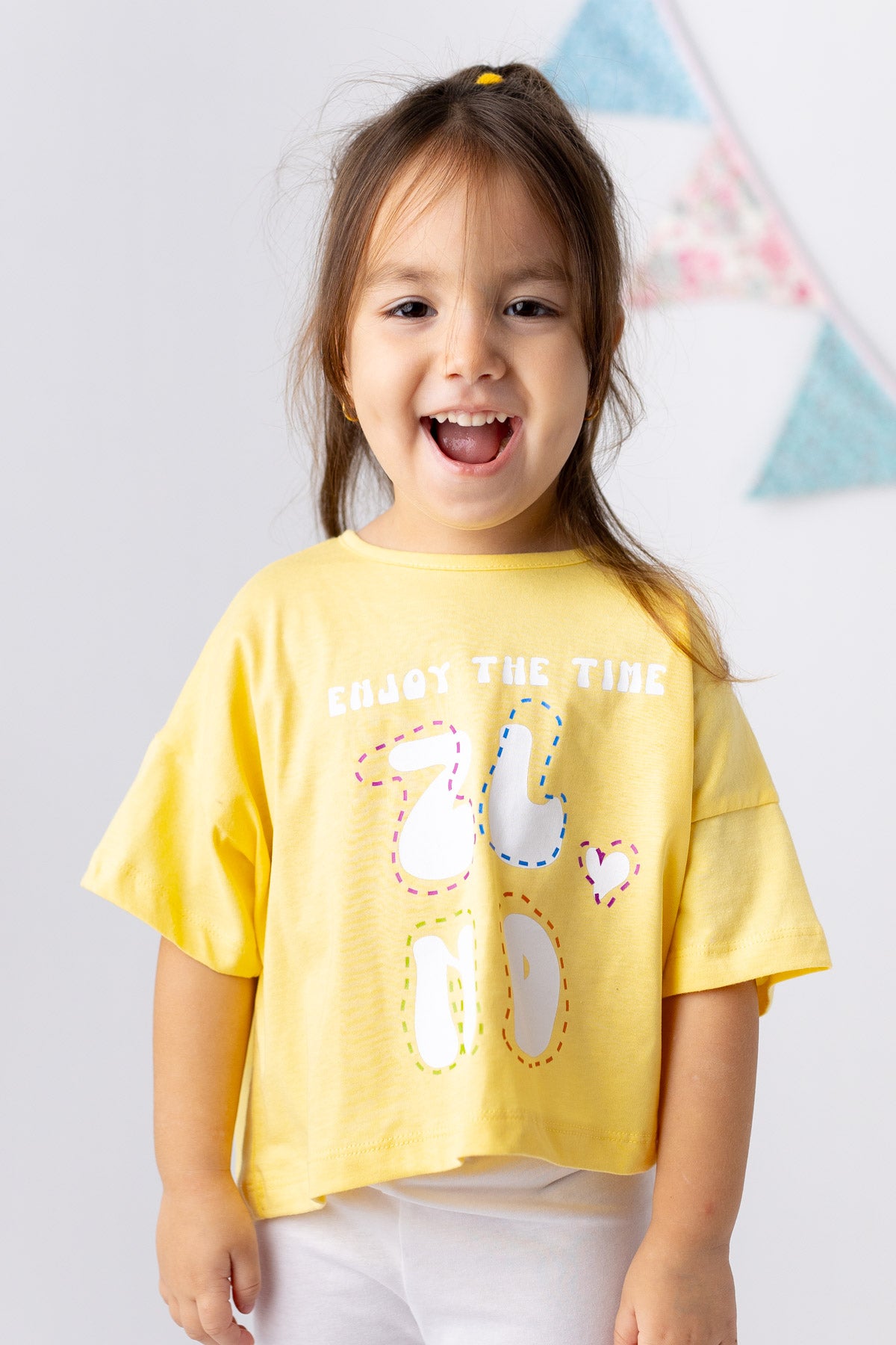 Kiz Çocuk Basic Crop Tshirt