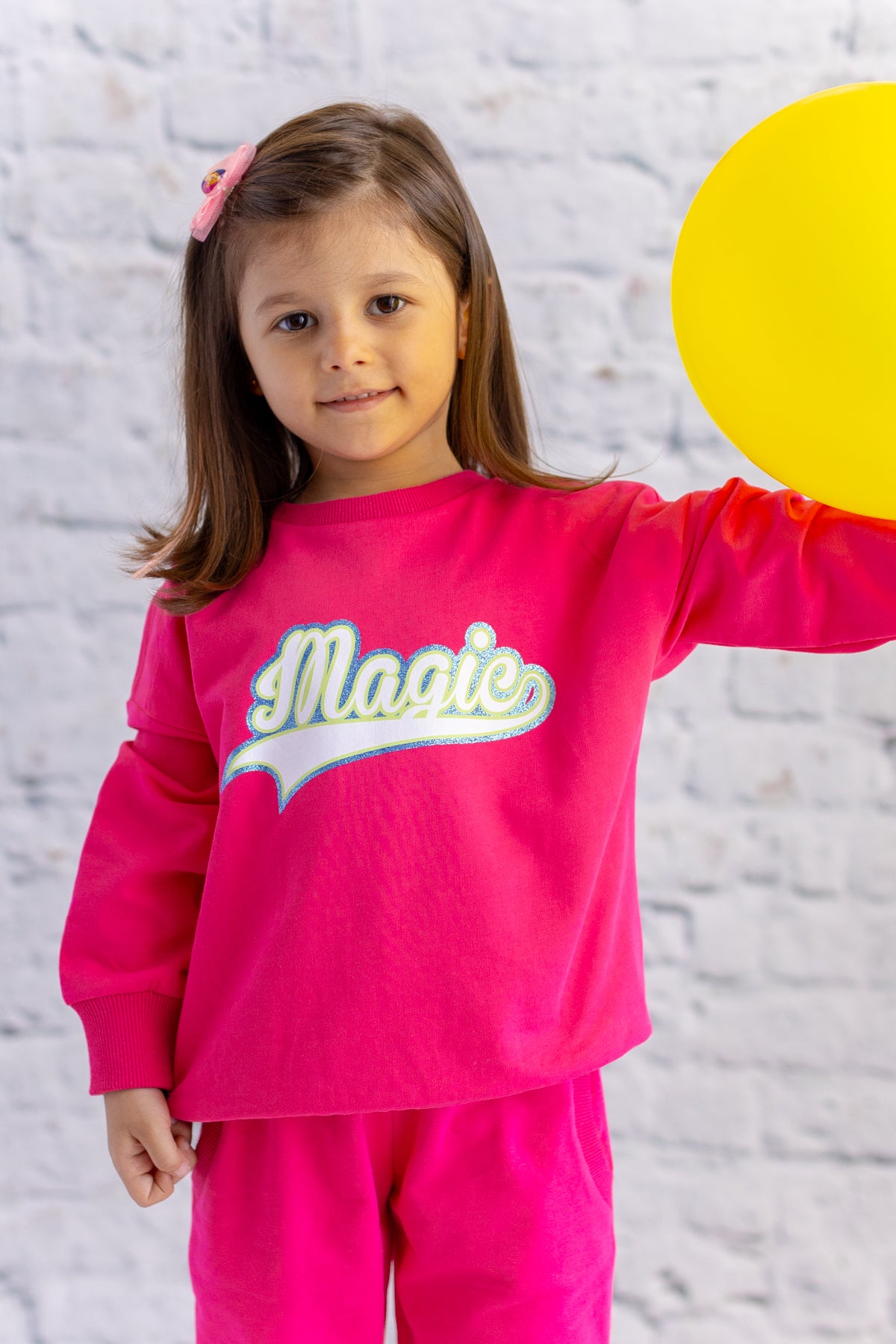 Kız Çocuk Sim Baskılı Basic Sweatshirt