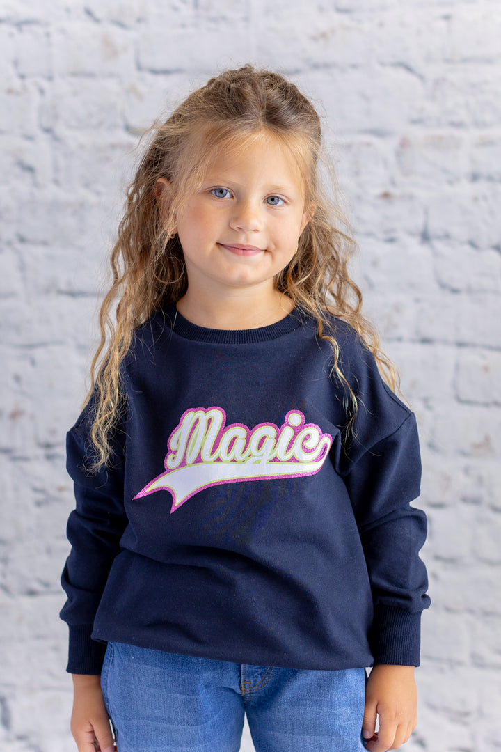 Kız Çocuk Sim Baskılı Basic Sweatshirt