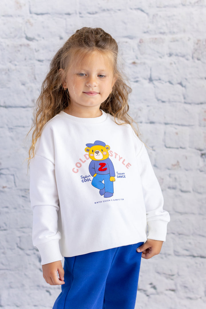 Kız Çocuk Baskı Ve Nakış Detaylı Sweatshirt