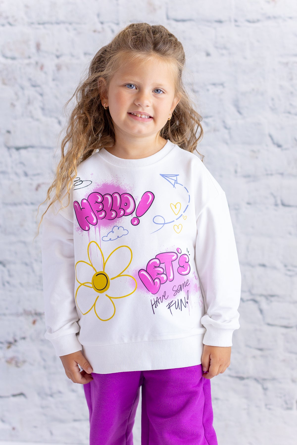 Kız Çocuk Baskılı Sweatshirt
