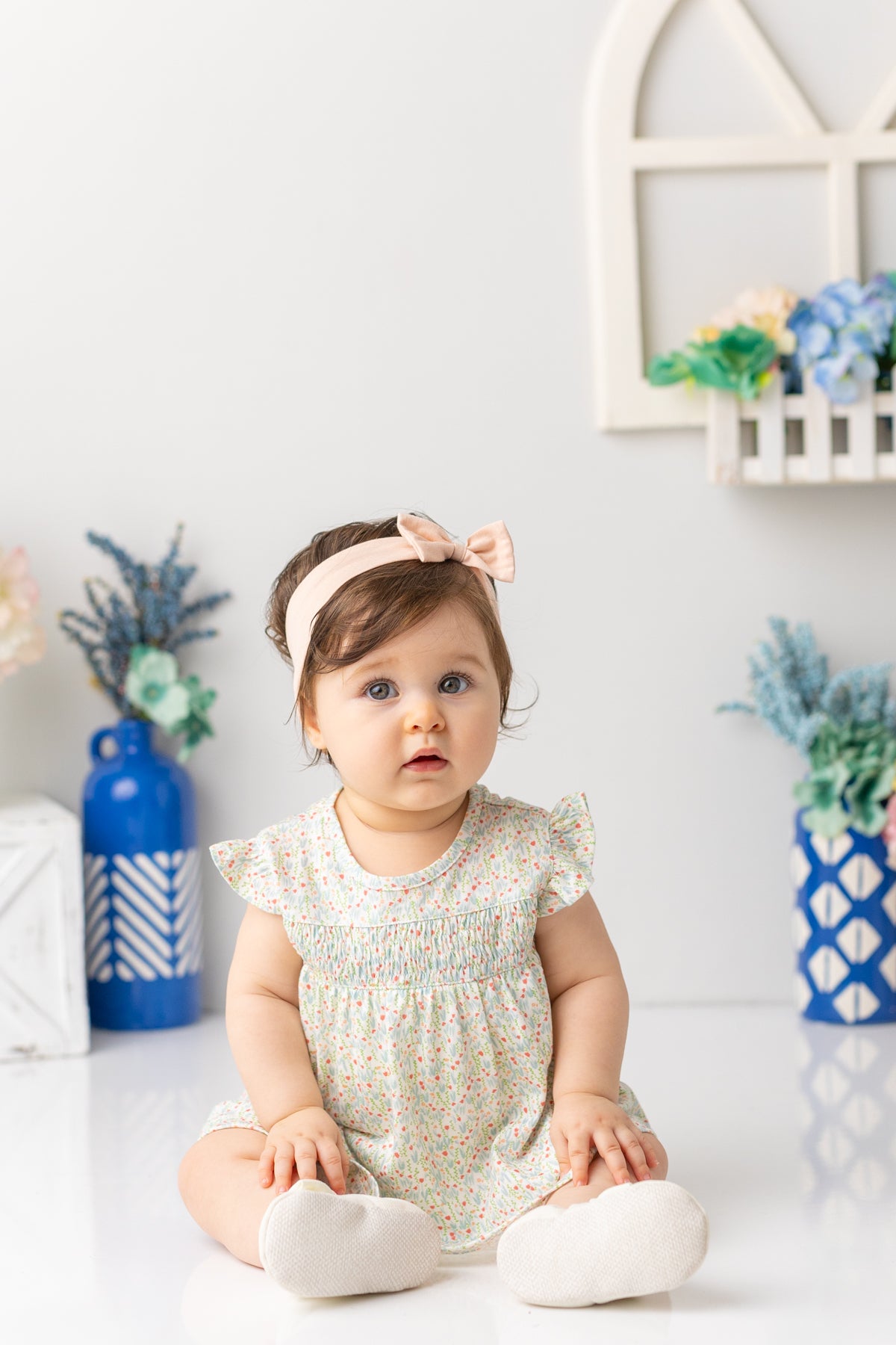Kız  Bebek  Çiçek Desenli Çıtçıtlı Body Elbise